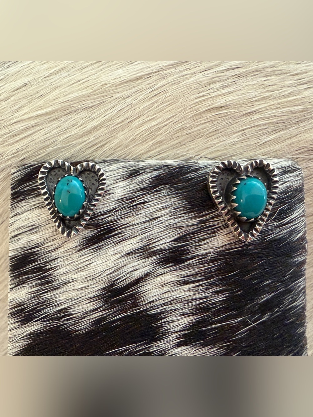 ❤️ Shadow Box Kingman Turquoise Deep Robins Egg Blue Heart Sterling 925 Earrings - Picture 3 of 11